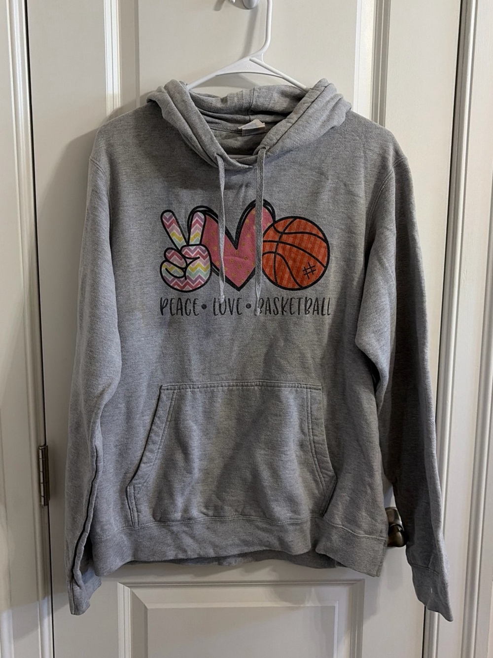 Port and Company Gray Peace Love Basketball Pullover Hoodie